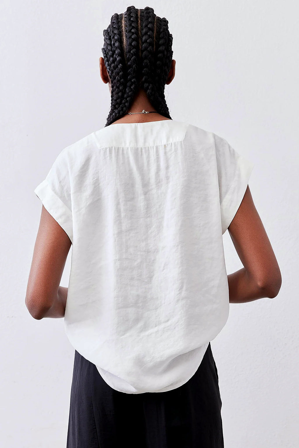 Cinched Neck Light Poplin Top