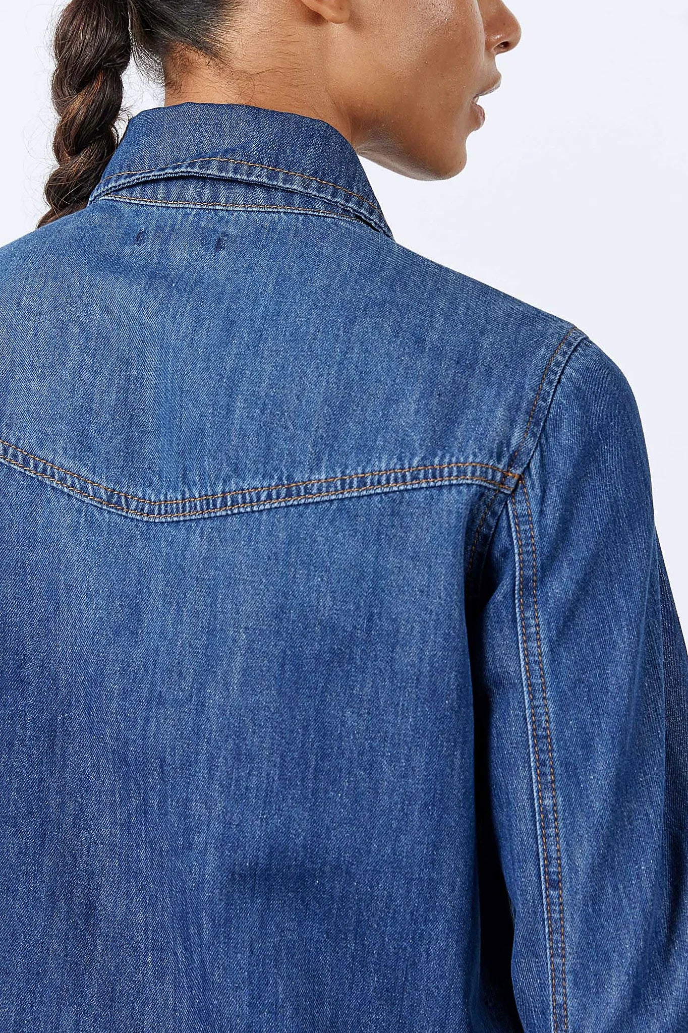 Denim Handkerchief With a Zipper Blouse