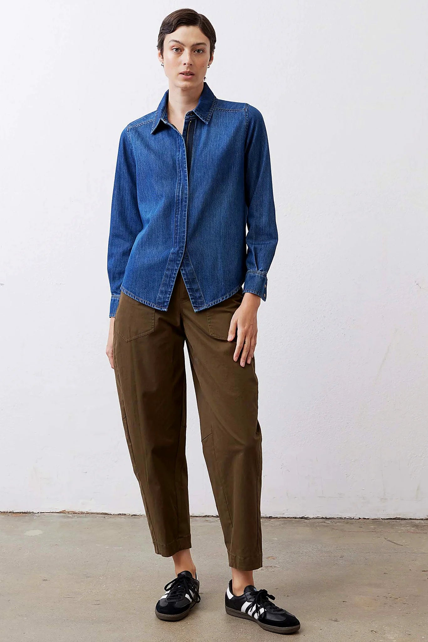 Denim Handkerchief With a Zipper Blouse