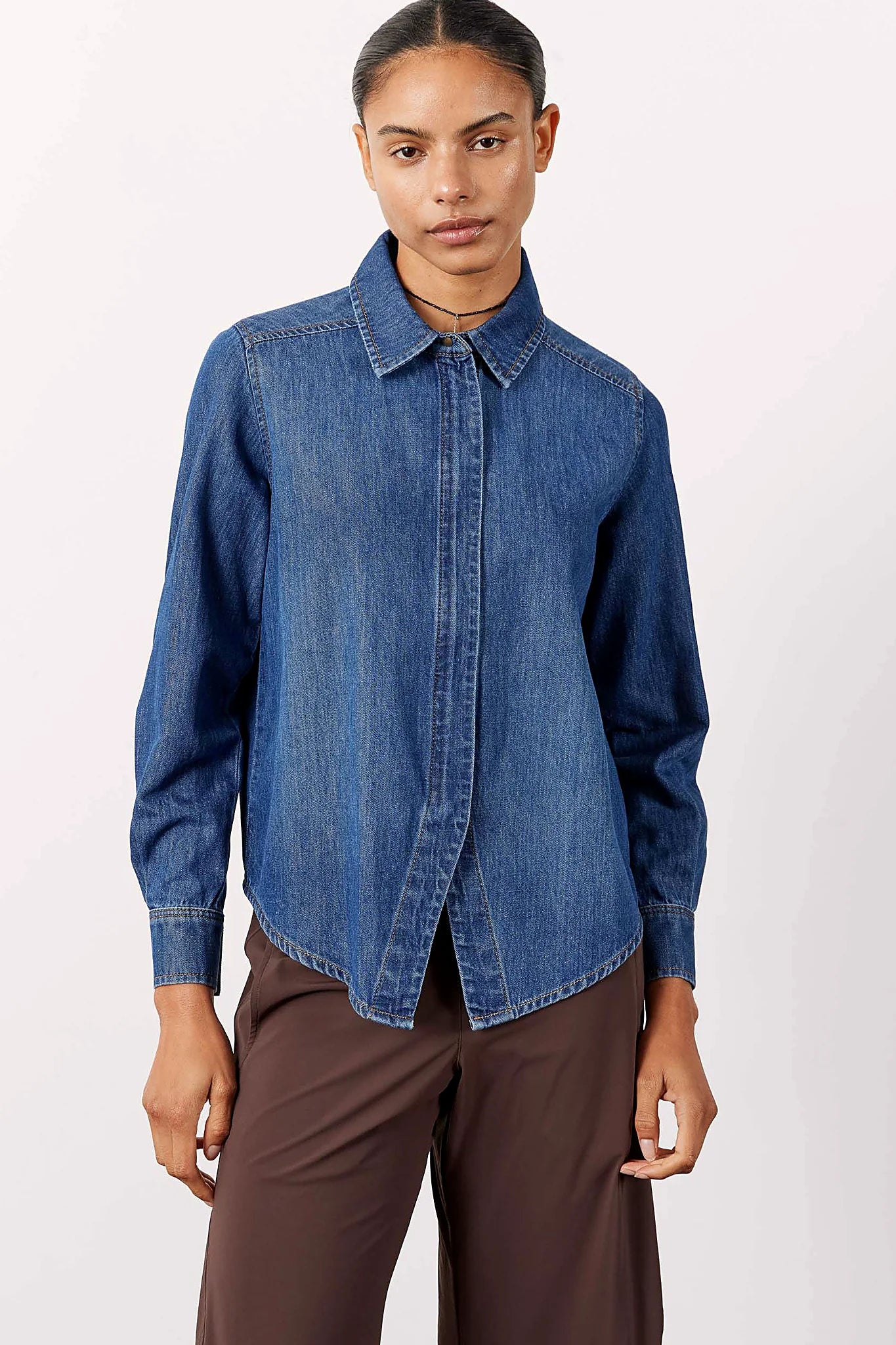 Denim Handkerchief With a Zipper Blouse