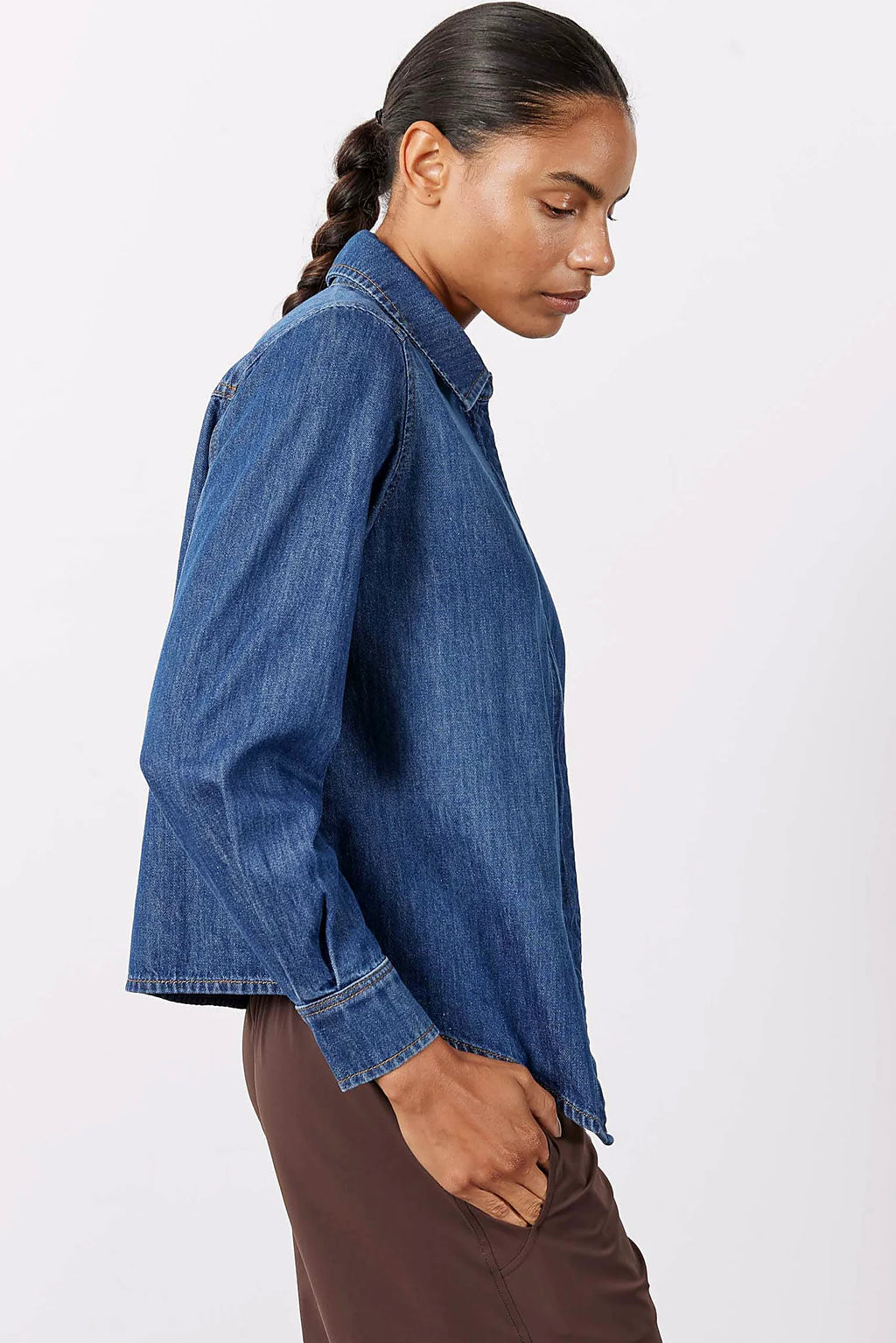 Denim Handkerchief With a Zipper Blouse
