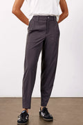 Grey petite trousers with a straight leg, front view