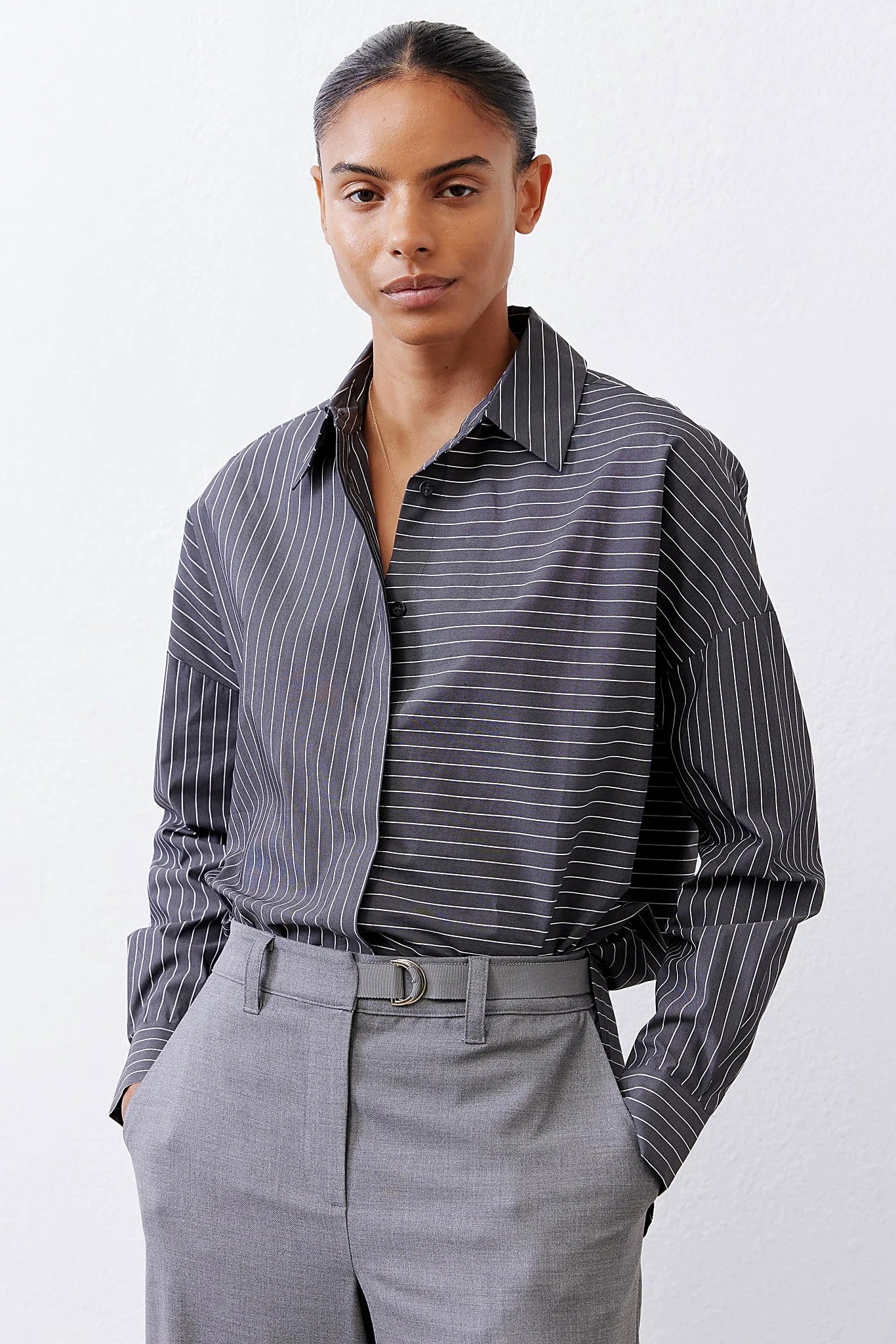 Remix Striped Button Down Blouse