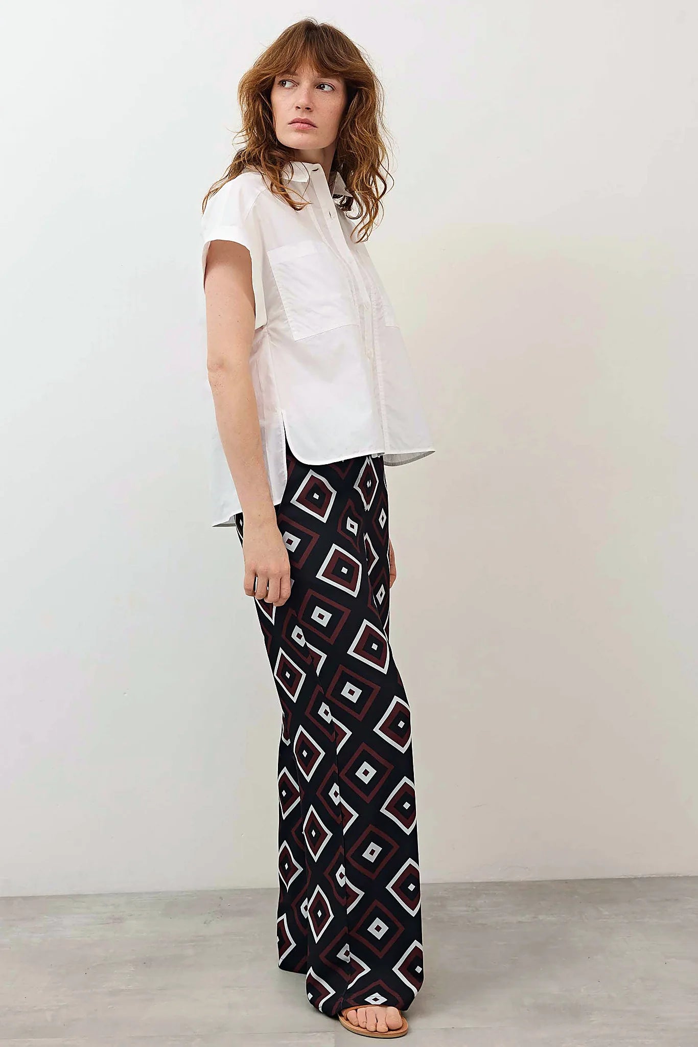Short Sleeve Poplin Button Down Blouse