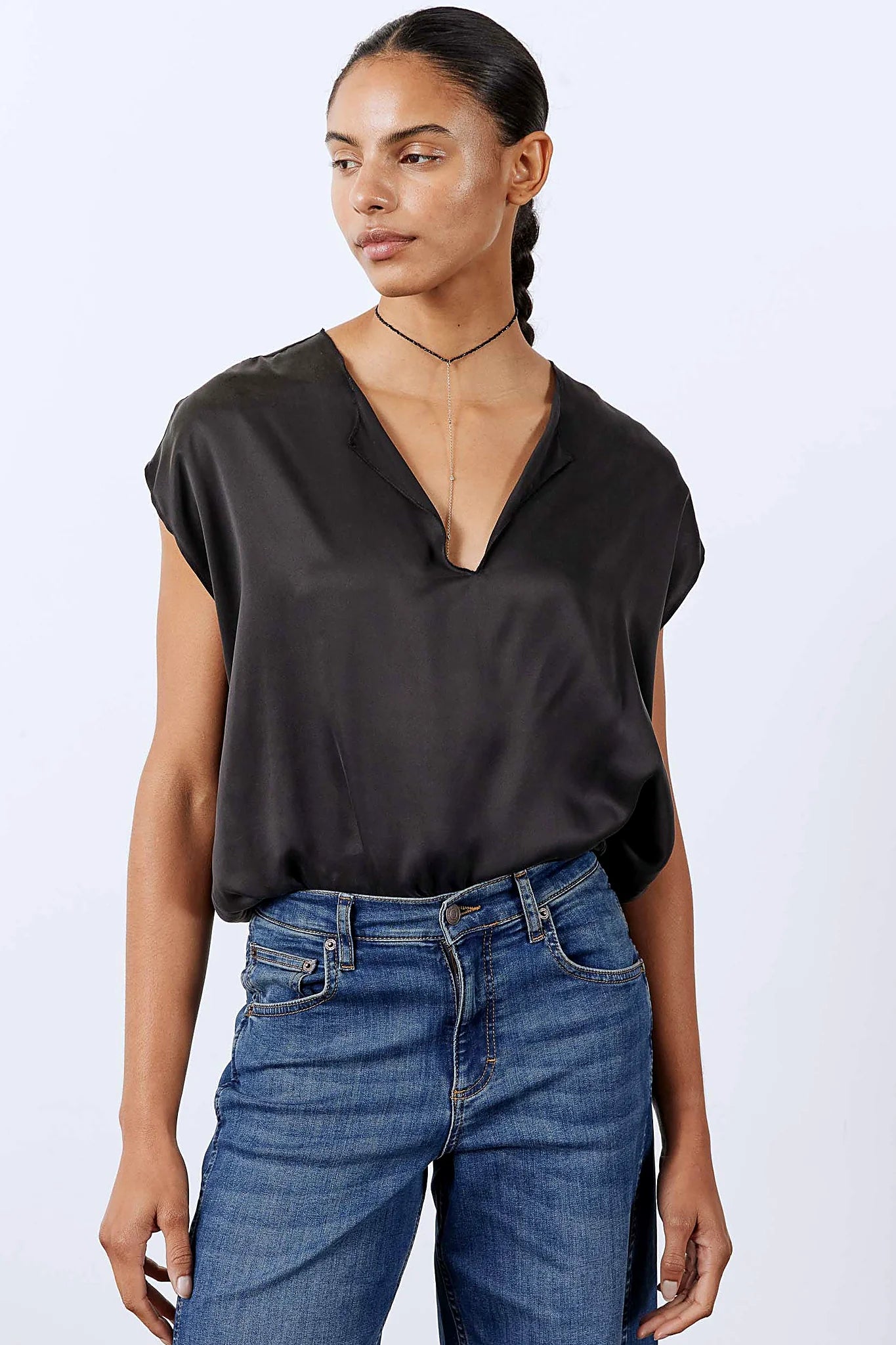 The relaxed drape of the silk through the body