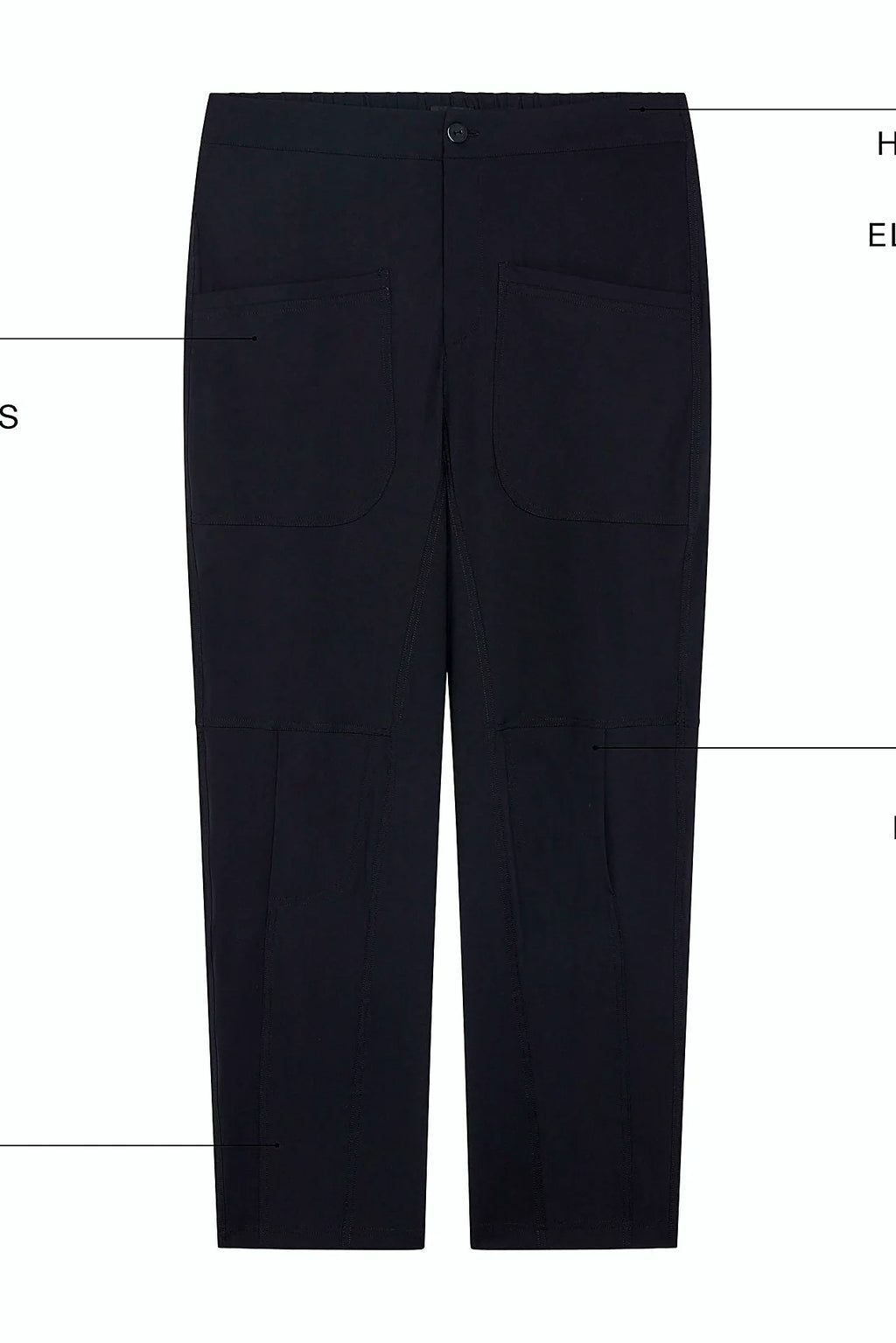 Elasticized waist with a button closure