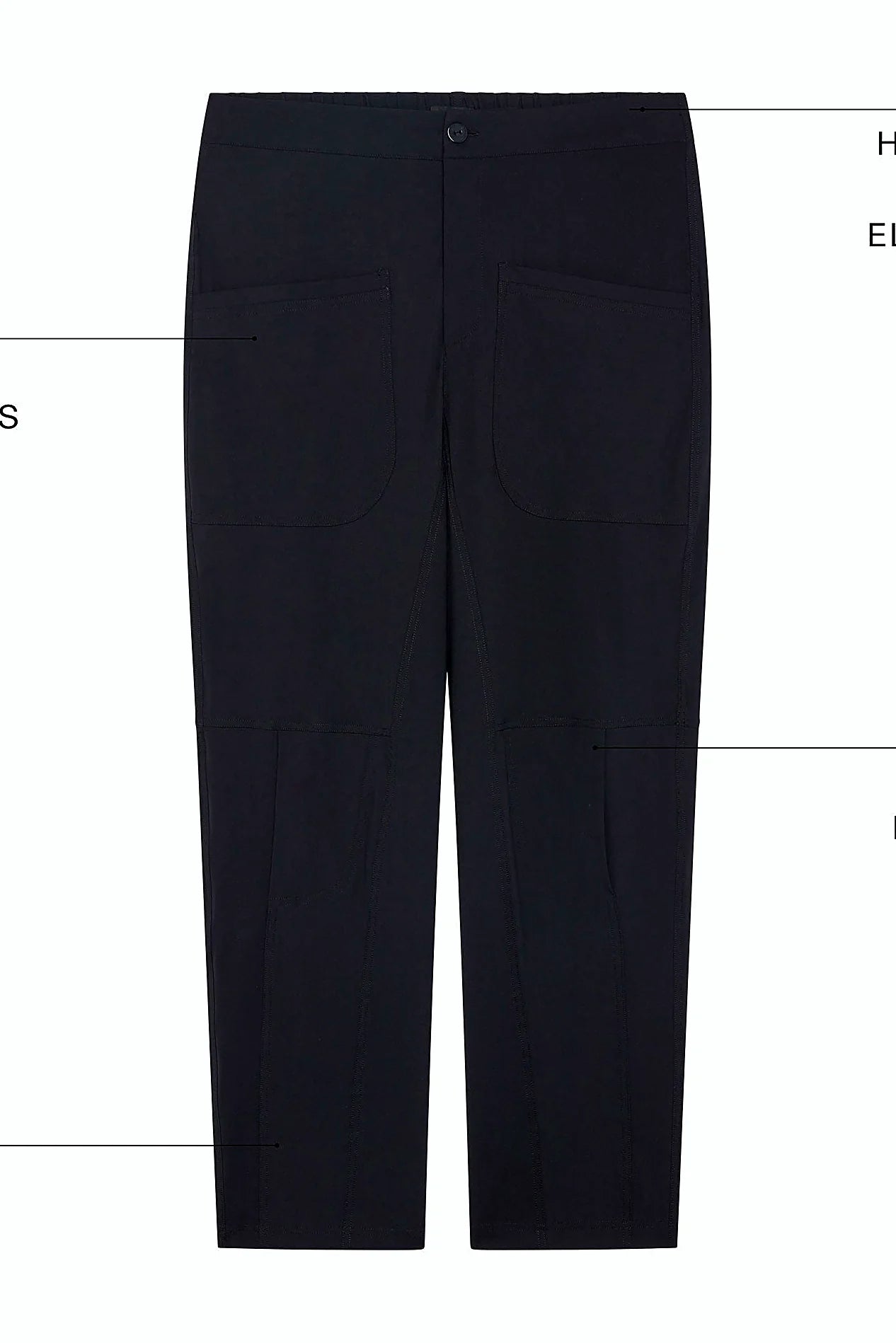 Elasticized waist with a button closure