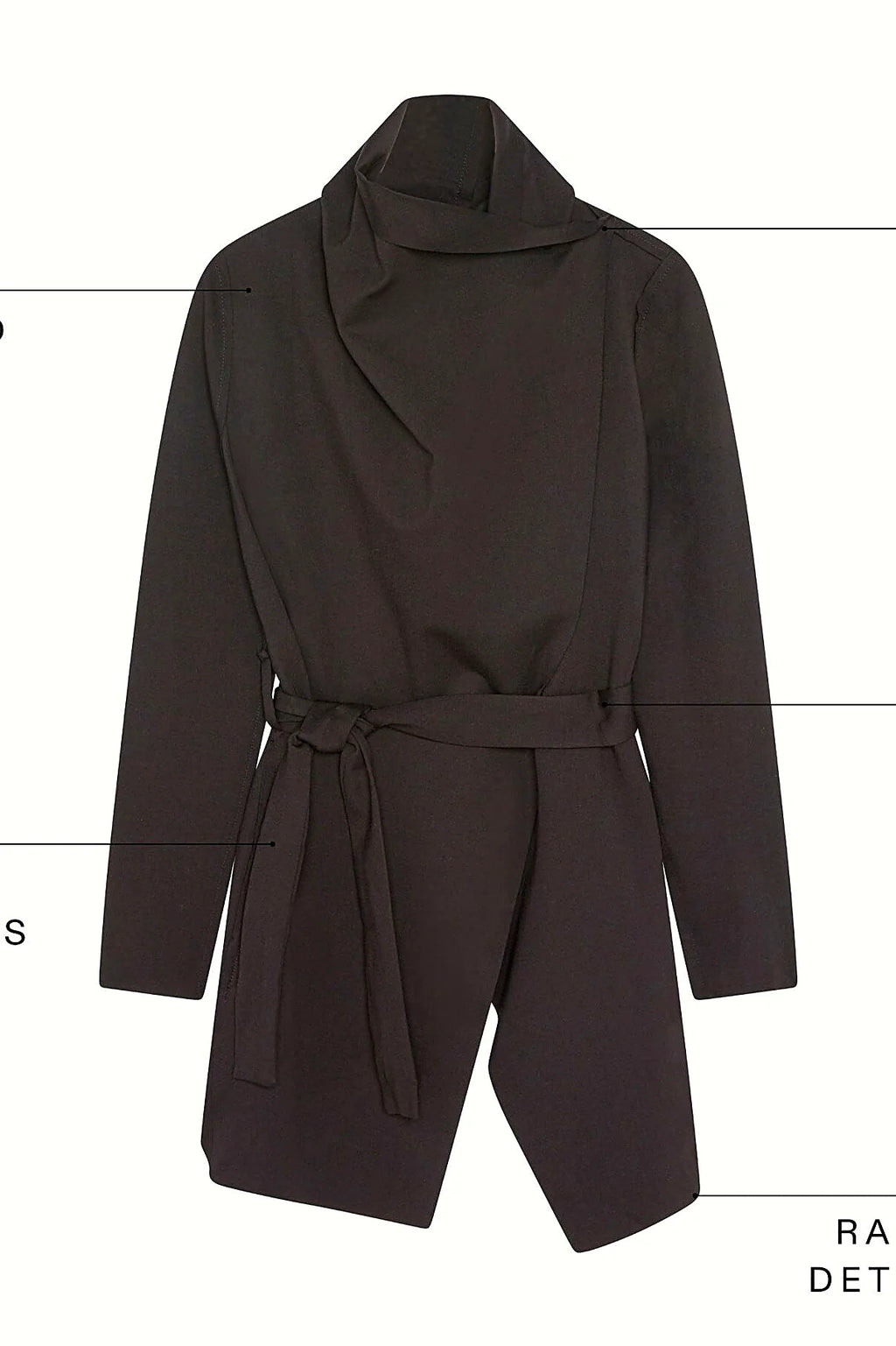 The jacket wrapped across the body and tied