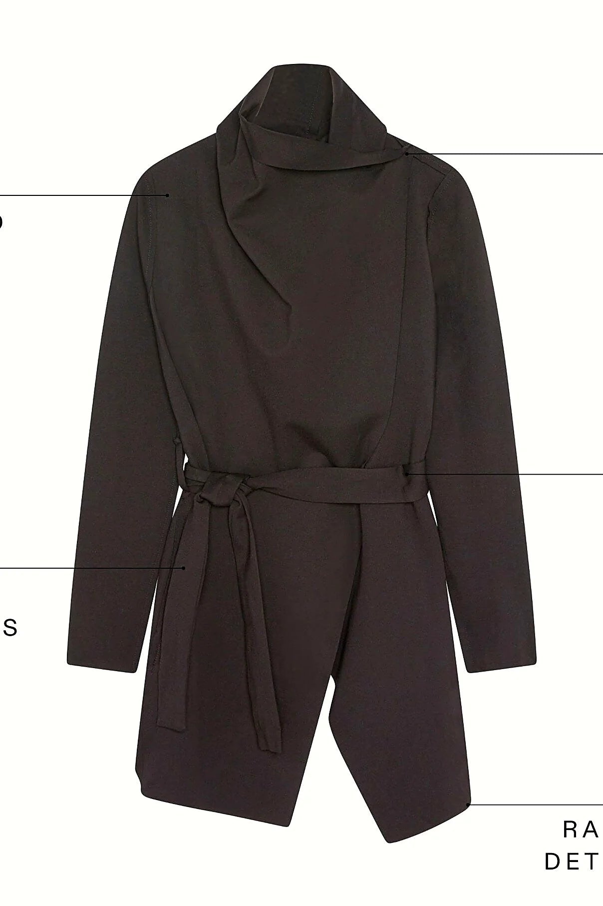 The jacket wrapped across the body and tied