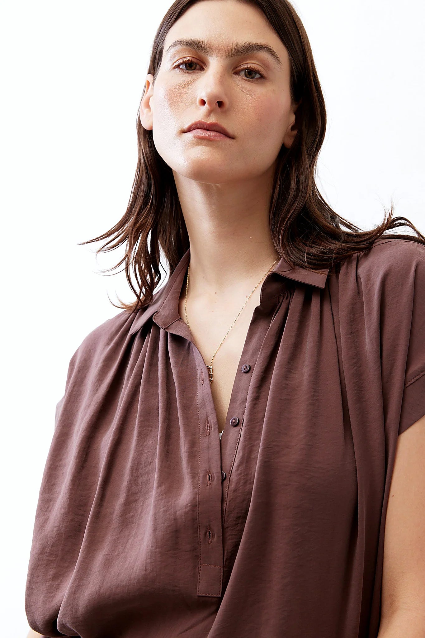 V-neckline on the voile blouse